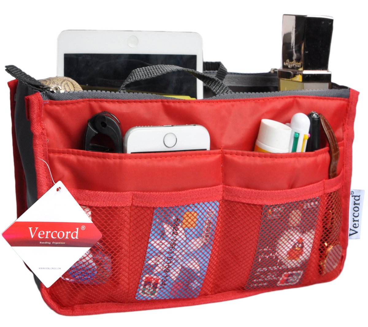 Vercord Purse Organizer,Insert Handbag Organizer Bag in Bag 13 Pockets 30 Colors 3 Size 