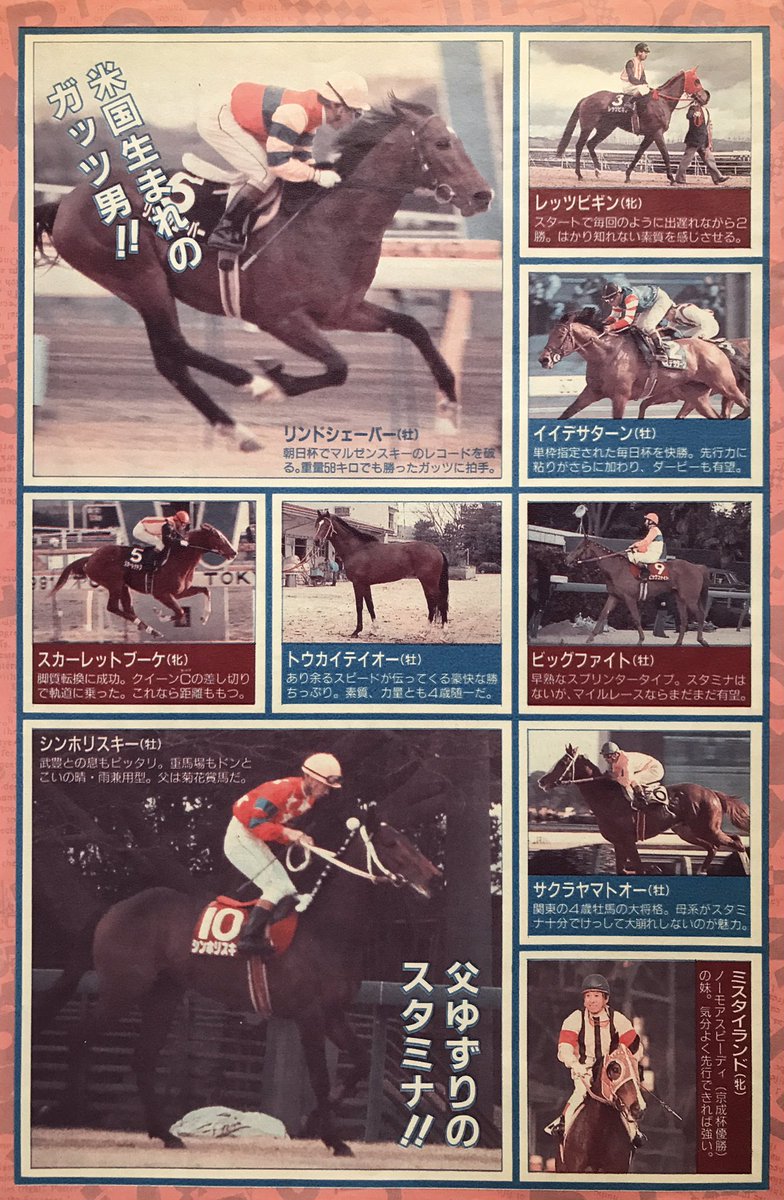 ティアラ Rt 1990年の年明け 3歳馬 旧4歳馬 たちの評価は実際どんなだったのか 気になってファイルを漁っていたら 当時のヤングジャンプのこんな記事を見つけました 確かにトウカイテイオーの写真は小さいですね 未来を知っていると感慨深いです