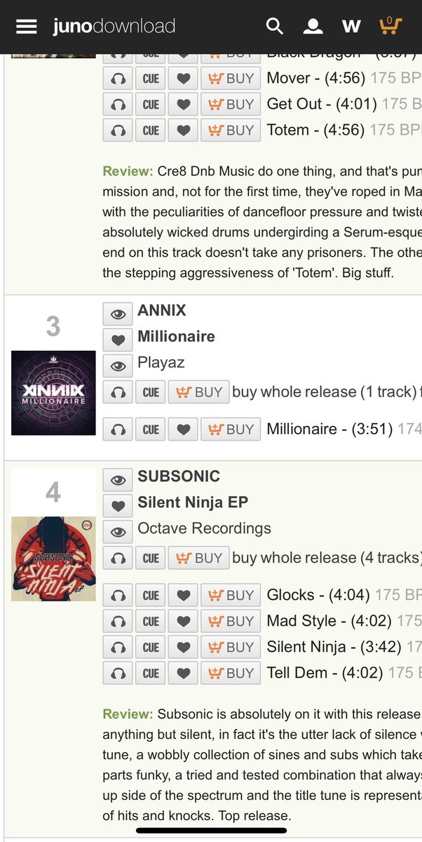 Our EP from Subsonic is no 4 on <a href="/junodownload/">Juno Download</a>