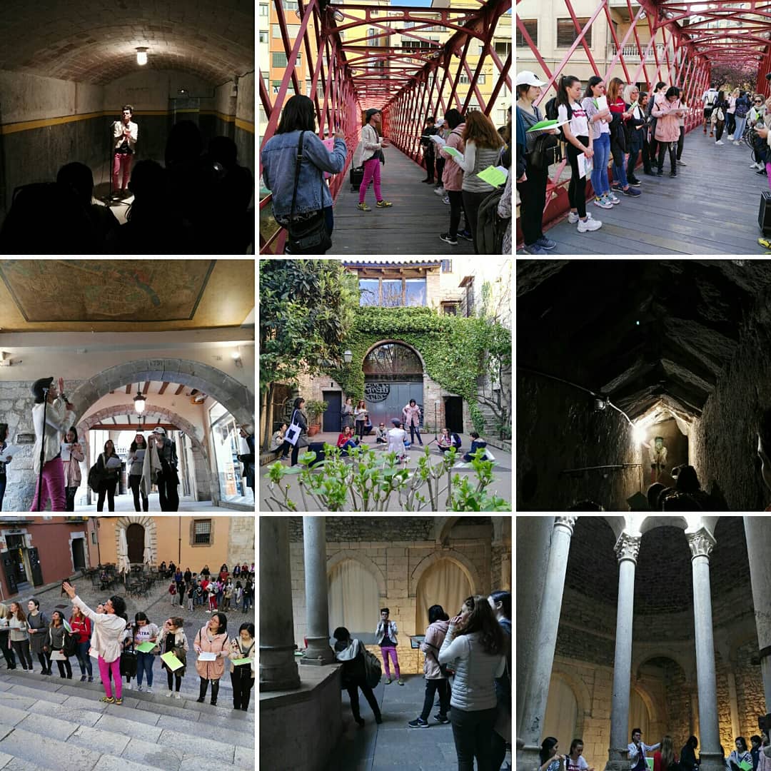 CatalaEOIGi's tweet photo. "Girona té música. GRPop". Visita a Girona amb els @ElsPulpoPop i @BolitGirona. Refugi antiaeri, el Mercadal, pont Eiffel, els Quatre Cantons, la Força, la Cocollona, la Catedral, els Banys Àrabs #cultura #girona #aprendrecatalà #femescola https://t.co/T0s8uJU40N