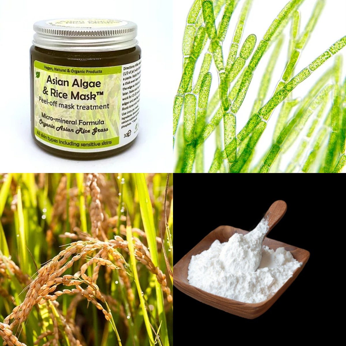 🌱Asian Algae &amp; Rice Mask™ is suitable for all skin types and sensitive skin. It is a peel off treatment designed with Organic Asian Rice Grass and  Seaweed Extracts. Toning, exfoliating, lifting and cleansing #sensitiveskin #vegan #organic #bioavailable #skincare #antiaging