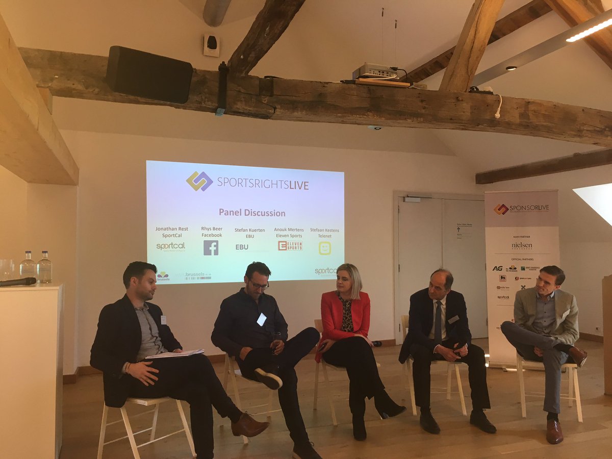 sportcal's tweet photo. The #SportsRightsLive panel with @ElevenSportsHQ, @facebook, @EBU_HQ &amp; @Telenet discussing the state of the TV rights market. https://t.co/TrTcSZzjwi
