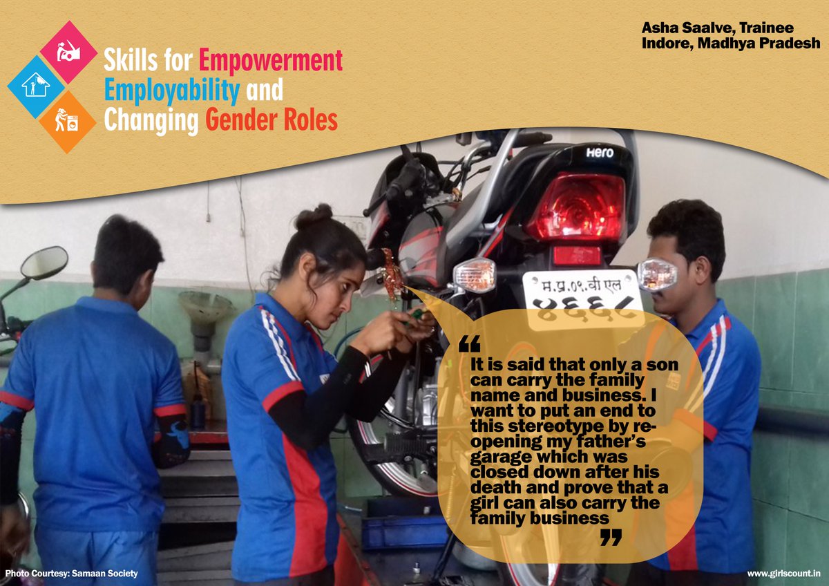 Girls_Count's tweet photo. Non-Traditional Skills & Livelihoods: Girls have started working at two-wheeler agencies as mechanics in Indore. These girls have started changing gender Roles. An intervention by Girls Count Coalition. #MoSDE #NSDC #GirlsCount https://t.co/COFIuavzIm