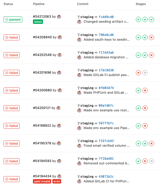 Prepager's tweet image. Took a couple of builds. But finally got the @gitlab Pipeline running