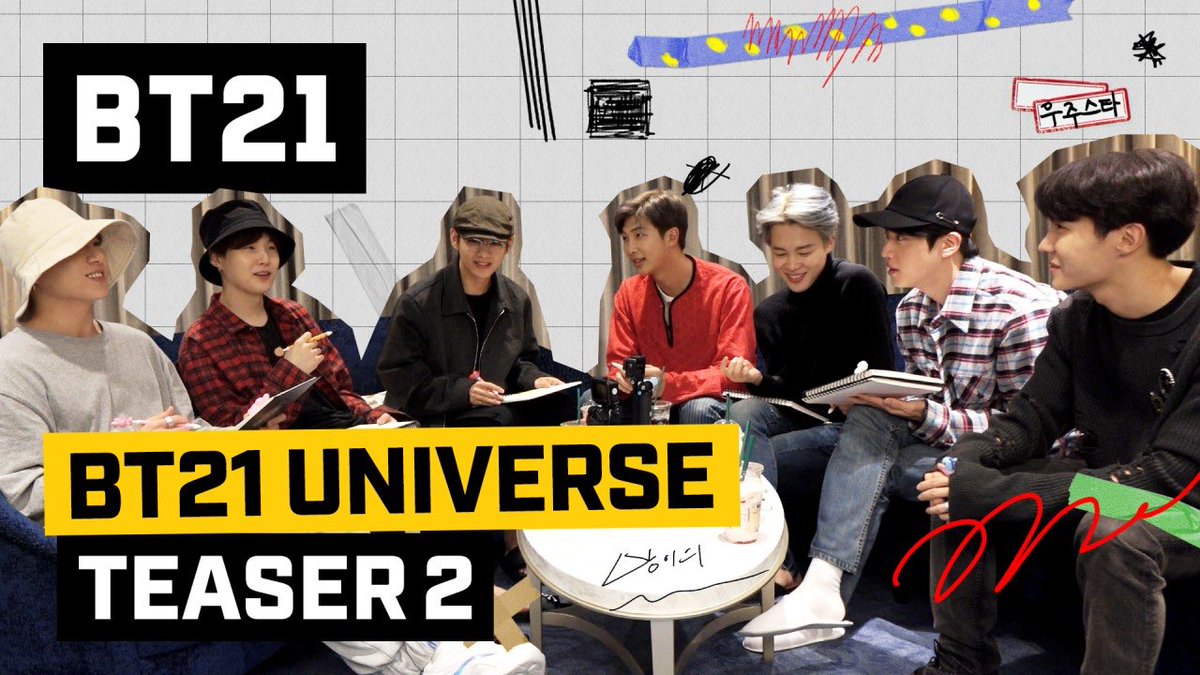 Stories that will make you smile,
Stories that will melt your hearts,
Stories that will make you stay up all night for more!
​
Travel around #BT21 ’s new universe with us  💫
Stay tuned on BT21 YouTube 
👉 youtu.be/b778eyXL_hw
​
#BT21_UNIVERSE #ComingSoon #April4th