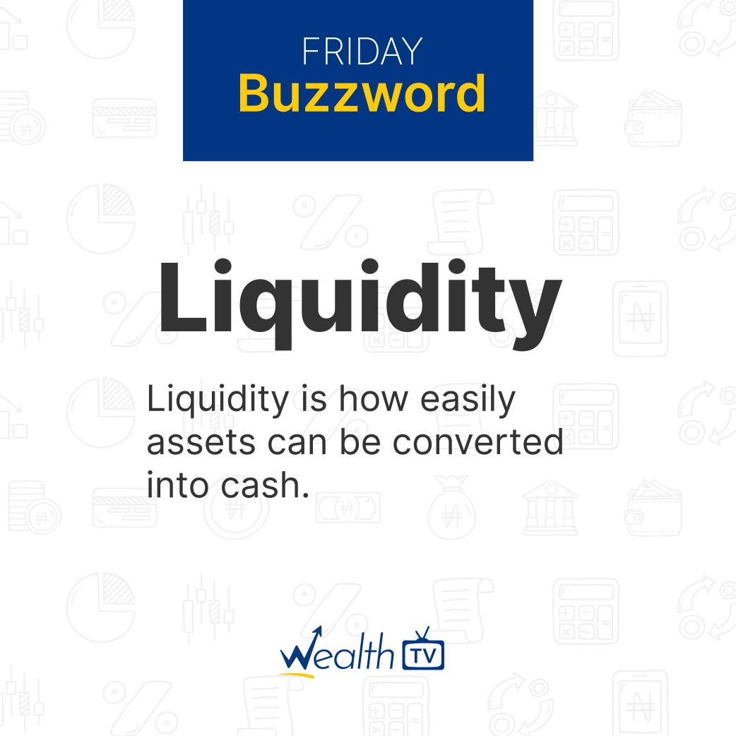 Cash is the most liquid asset. However, some investments are liquid and can easily be converted into cash. Examples are stocks, bonds and mutual funds.

#FridayBuzzword #TGIF #Invest #Stocks  #Cash #Asset #Bonds #mutualfunds #Investment