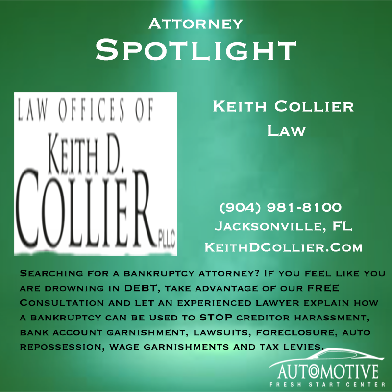 AutoFreshStart's tweet photo. ATTORNEY SPOTLIGHT:

Law Offices of Keith D. Collier, PLLC

Serving both the Jacksonville and Orlando, FL areas.

Visit online at https://t.co/qjdHMv25iG or call TODAY (904) 981-8100. https://t.co/Z9DbJDOdql