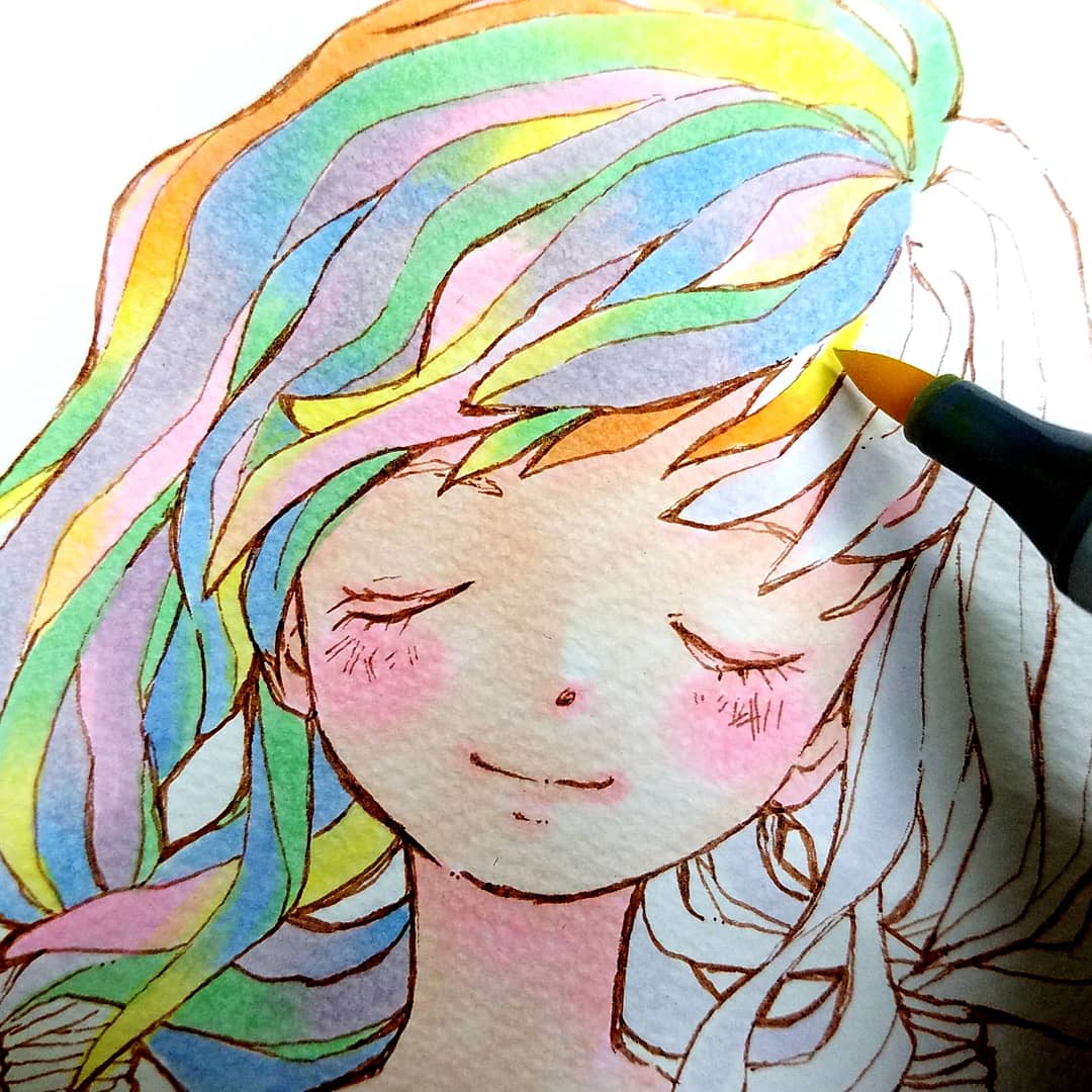 Twitter 上的 ちゃだるみオンラインイラストレッスン コピック色塗りの続き 髪の毛カラフルに コピック いらすと イラスト Copic Copicmarkers Copic Ilustration Ilust T Co Pnscwslquo Twitter