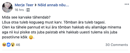 anettzz's tweet photo. mu õde on "nõid annab nõu" grupis ja saadab sealt pidevalt parimaid palu. näiteks see heitlus musta saatusekarvakesega lõua ostas. https://t.co/NdjqpSMhJn