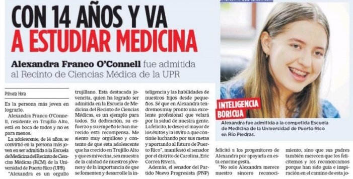 UPR_Oficial's tweet photo. Con 14 años y va a estudiar medicina al Recinto de Ciencias Médicas de la @UPR_Oficial
👏👏👏
#FuturoUPR https://t.co/xwpnc4JIjK