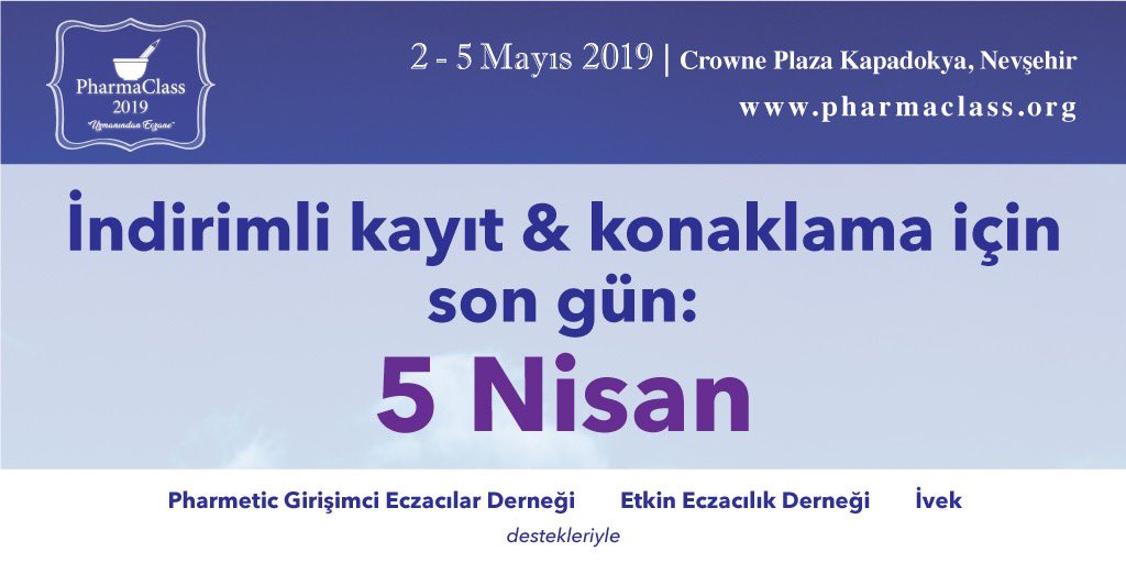class_pharma's tweet photo. Indirimli kayıt &amp; konaklama fırsatını kaçırmayın! 

#pharmaclass2019 #uzmanindaneczane
#takviminizeekleyin #eczane #eczacılık #serbesteczacılık
#savethedate https://t.co/oZnNo6Pqs9