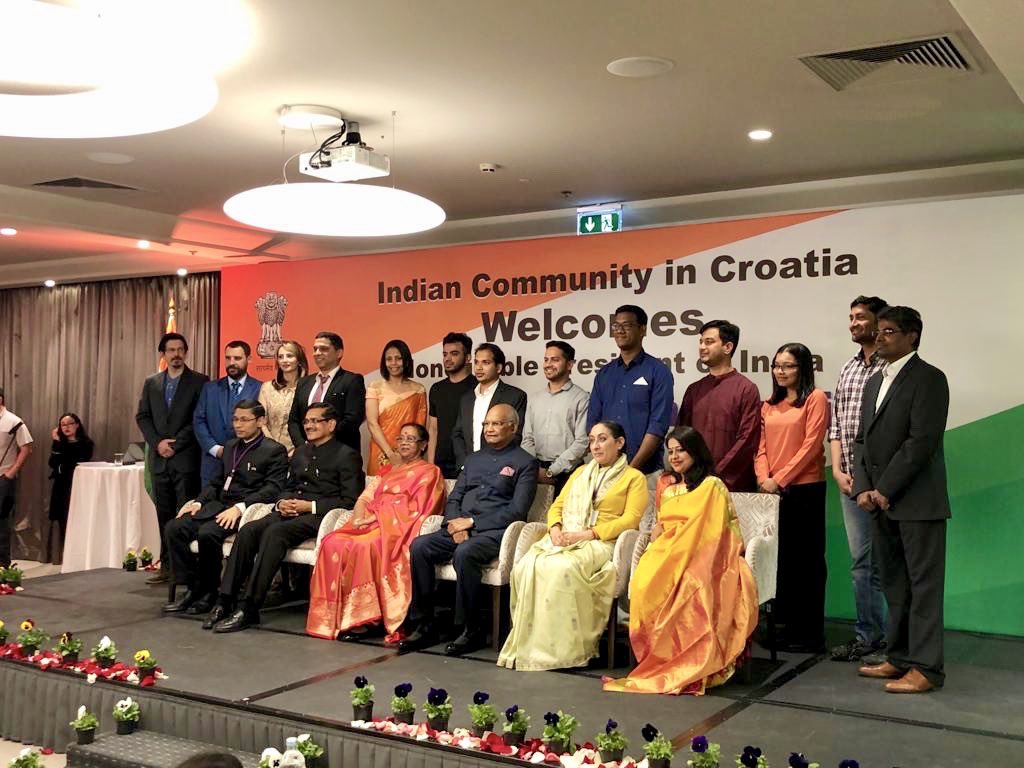 photobyselma's tweet photo. An astounding reception on the occasion of the State Visit of Hon'ble President of India H.E. Shri Ram Nath Kovind. organised by the Indian Embassy in Zagreb @India_Croatia @MEAIndia @rashtrapatibhvn #PresidentKovind #India #Community #Croatia #Zagreb @Westin https://t.co/cy4vzZbjT6