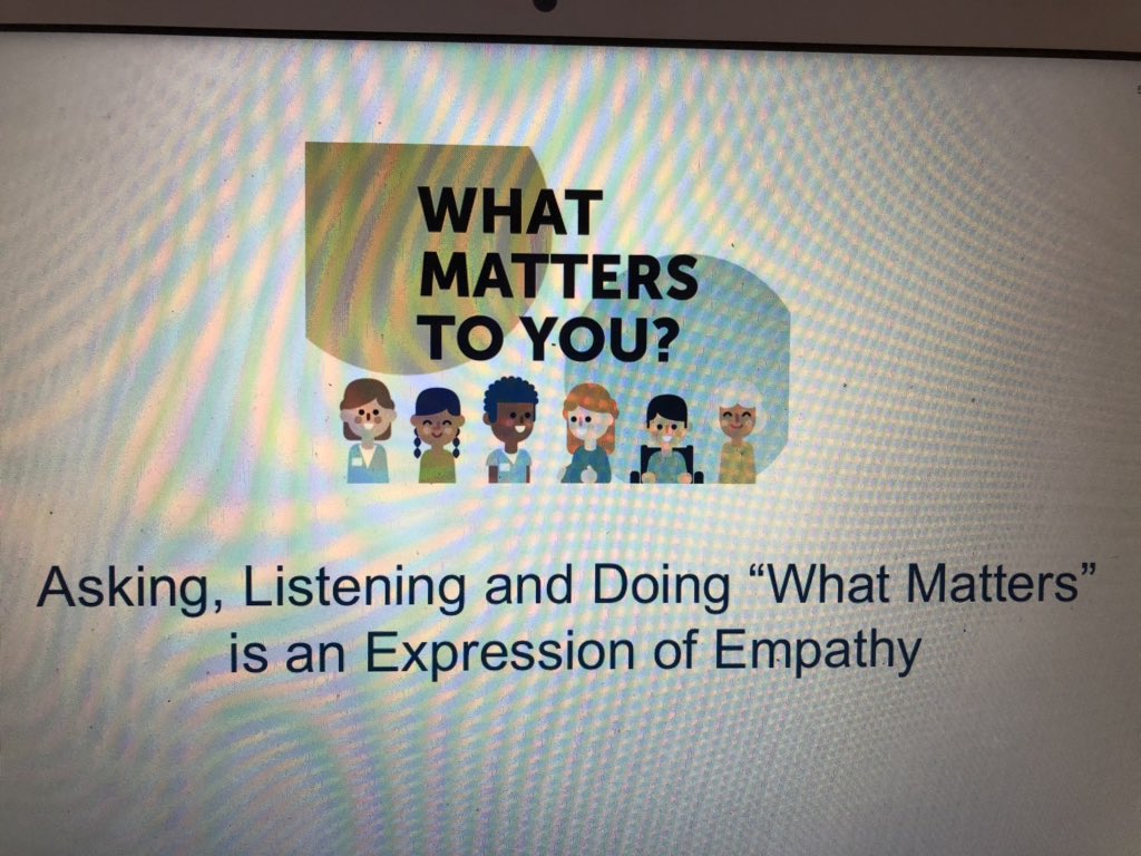 DrDamara1's tweet photo. “Empathy + Action = Compassion! “ - M Bisognano. Asking WMTY is an expression of Compassion! #quality2019 @maureenbis #LeadingChangeMHVC @ZoeLord1 @Schaffer09 @S4Maher @andersvege @MontefioreNYC #berylinstitute https://t.co/oQgwUQF1gf