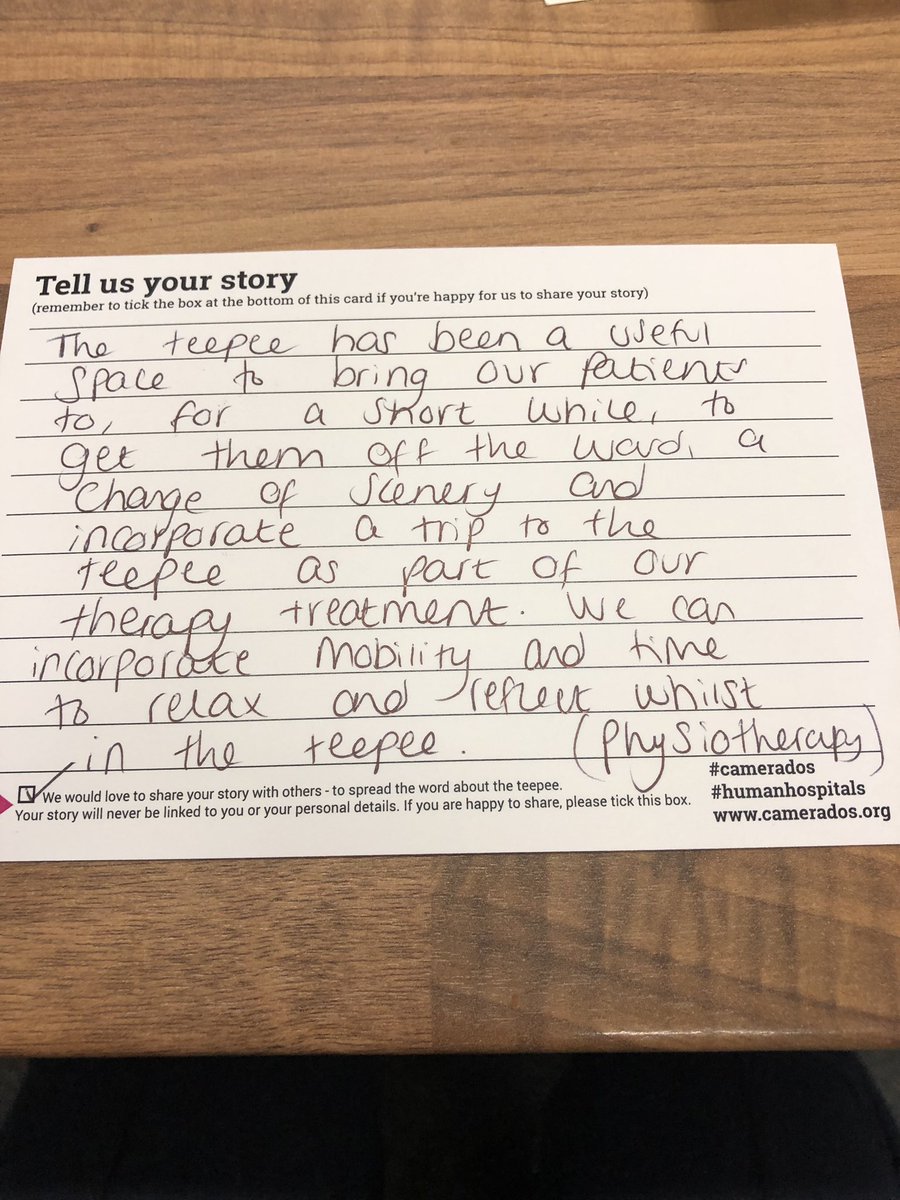 South_Tees_TCVs's tweet photo. Patients , relatives and visitors continue to enjoy the #steesteepee. The positive impact it’s having is just amazing 💛@SouthTees @Camerados_org #connections #justbethere #comfort #therapeuticcare https://t.co/SgOArlasVq