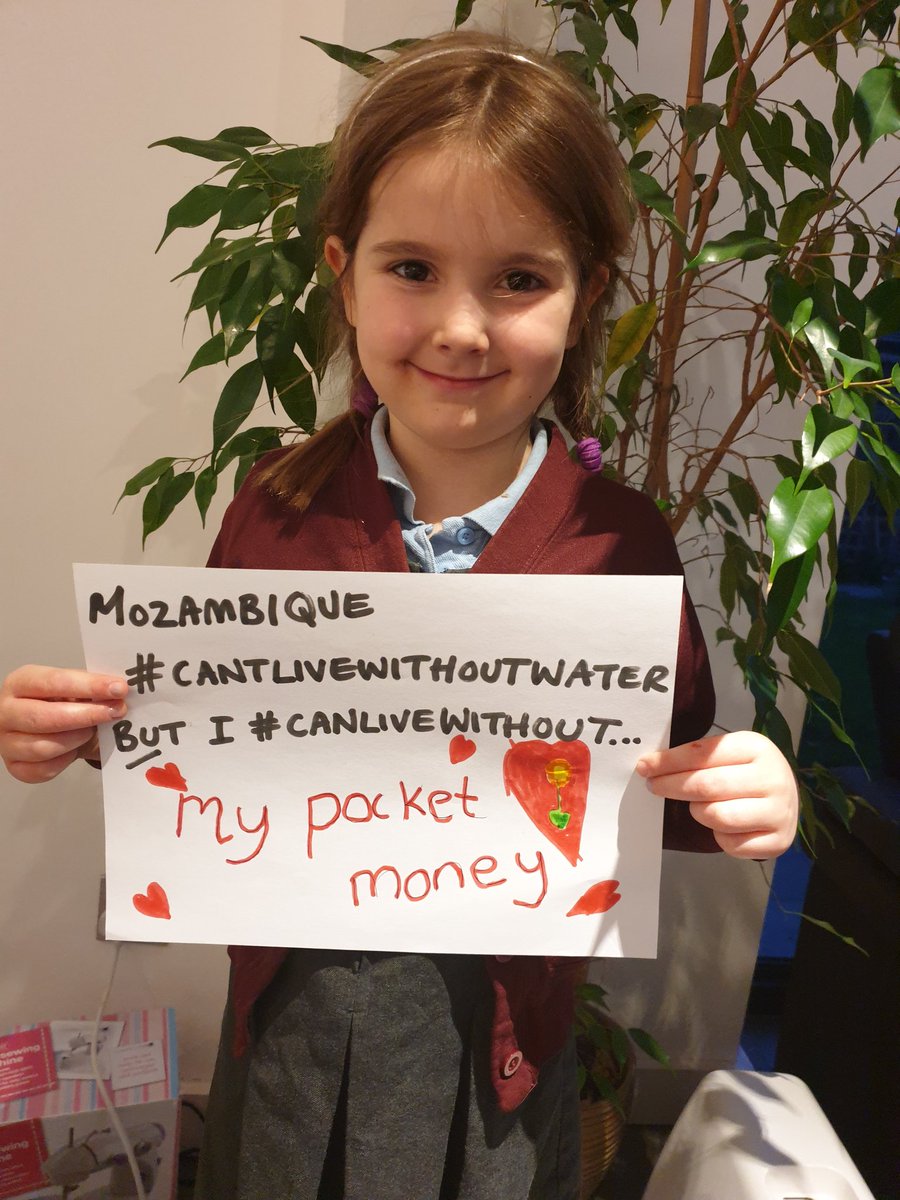 Kirstydolan1's tweet photo. The people of #Mozambique #cantlivewithout water but Ava #canlivewithout her pocket money! She's donating this cost to @teamrubiconuk.com who are providing safe water to cut off communities in desperate need. What can you live without?
https://t.co/S2z9cTdvsE https://t.co/flUPvAZwmA