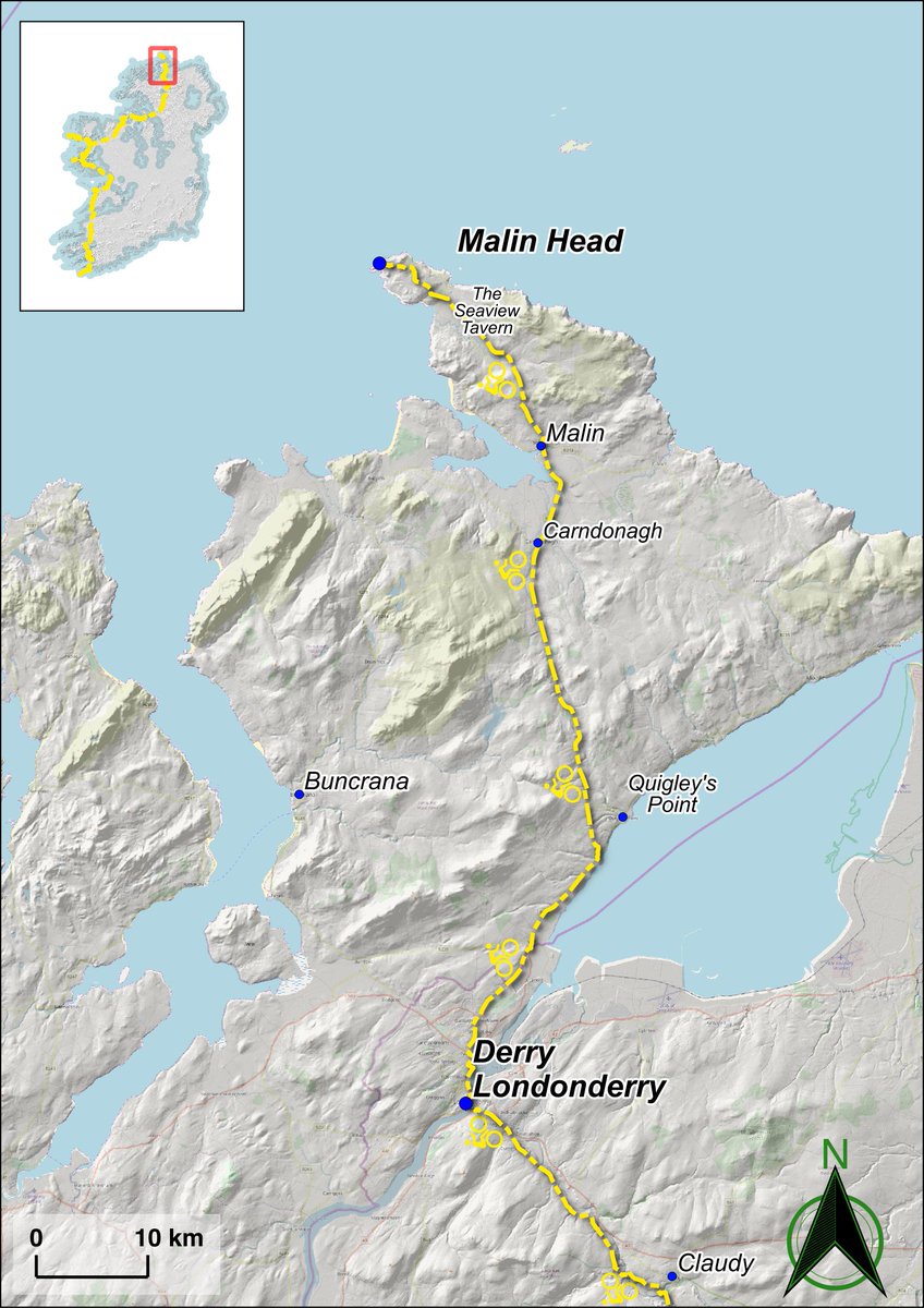 QuaternaryCycle's tweet photo. Our last day in the saddle across the Inishowen peninsula. Glacial landforms indicate that ice from the Donegal ice cap coalesced with ice from the Sperrins. These would have flowed north &amp; merged with ice from Scotland flowing west across the Malin Sea towards the shelf edge https://t.co/TWcZubDZOZ