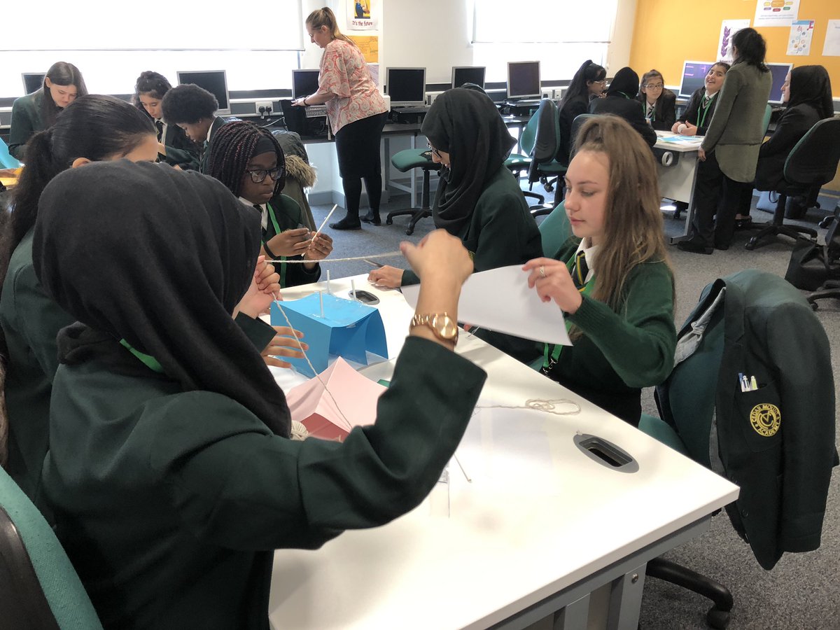 TamesideCollege's tweet photo. #GirlsIntoEngineering event is looking good. Students solving a bridge challenge and learning about CAD programs. https://t.co/6Nqs3I4feE