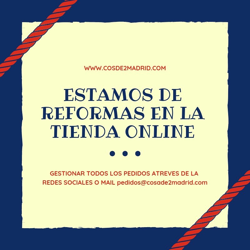 Estamos de reformas en nuestra #tiendaonline gestionamos pedido a través de pedidos@cosade2madrid.com
Pregúntanos hemos bajado los precios en muchos de nuestros modelos ✌🏻
.
.
.
#MarcaEspaña #cosade2 #diseñosunicos #FelizViernes #GoodDay