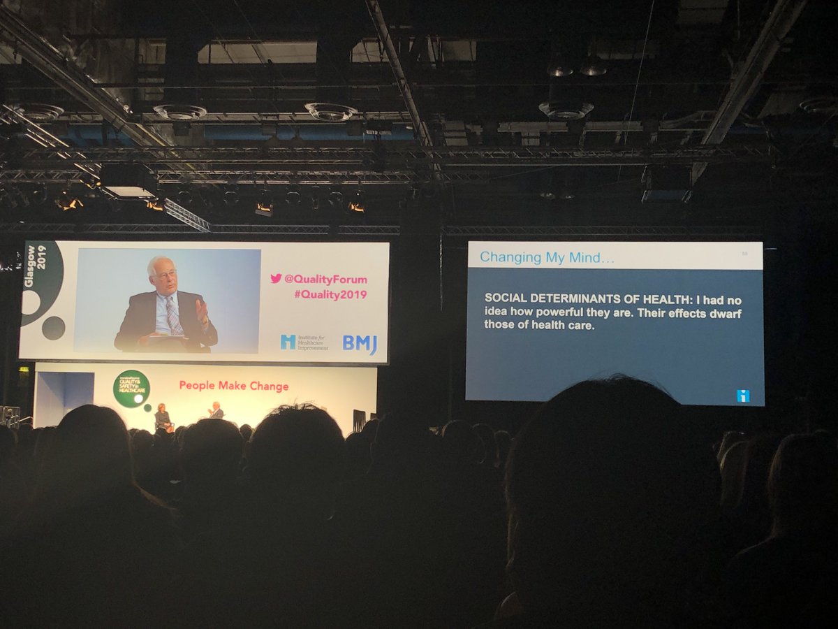 Pippa103's tweet image. Don Berwick talking eloquently about wider determinants of health and how addressing these should be our core business, not housed in the ‘annex down the road’. This!!  #Quality2019