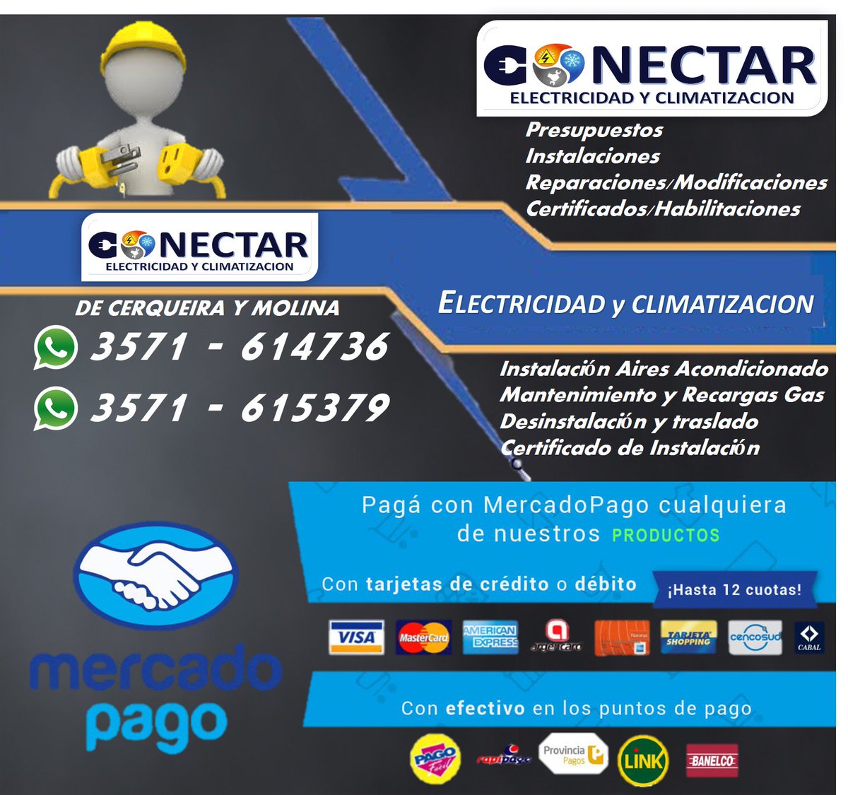 ConectarY's tweet image. #electricistamatriculado
#certificadoapto
whatsapp 3571 614736
