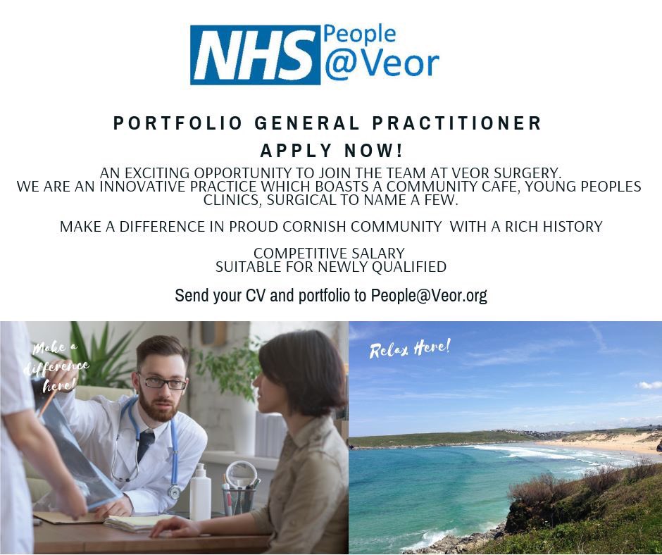Calling all General Practitioners.
Looking for a new challenge or pace in your life? Exciting opportunity to join an innovative team in Cornwall.

jobs.nhs.uk/xi/vacancy/?va…