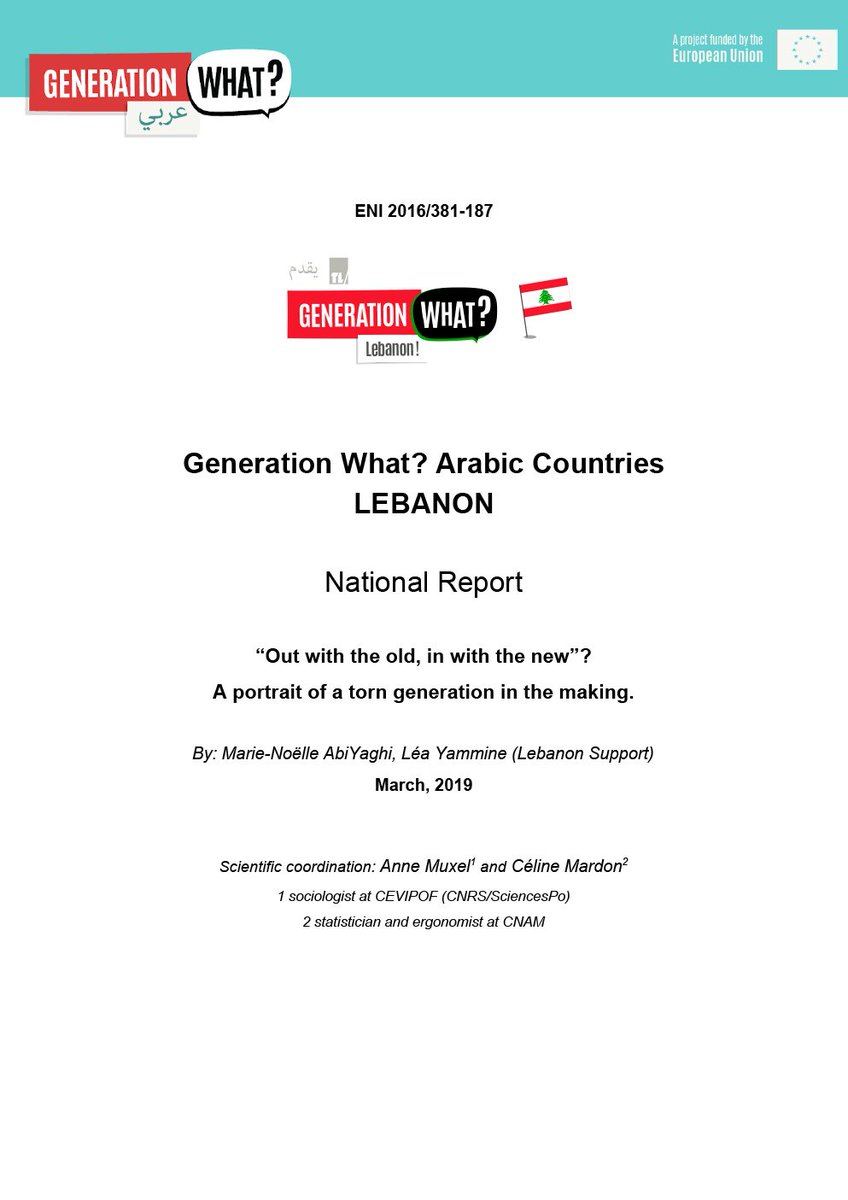TheCeSSRA's tweet photo. #YouthInLebanon #GenerationWhat 
This paper, by Marie-Noëlle AbiYaghi (@mnabiyaghi) and Léa Yammine (@lea_yam), endeavours to shed light on the various faces of youths Lebanon.
https://t.co/Z2knGEccND https://t.co/ycJmNtZvuV