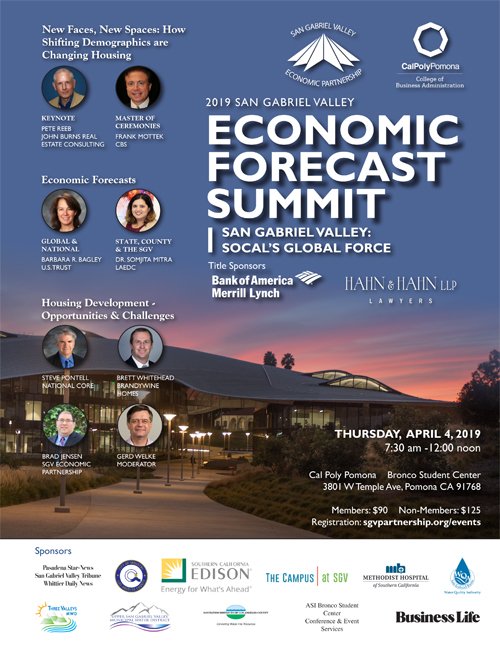 SGVEP's tweet photo. Next Thurs April 4: Join the #SGV Economic Forecast Summit! Hear what's happening in the local, national, &amp; global economy, followed by informative talks on the forces shaping #housing #development in #SoCal. Save your seat!
https://t.co/u04vvE75Jw https://t.co/vdkg88xA1Z