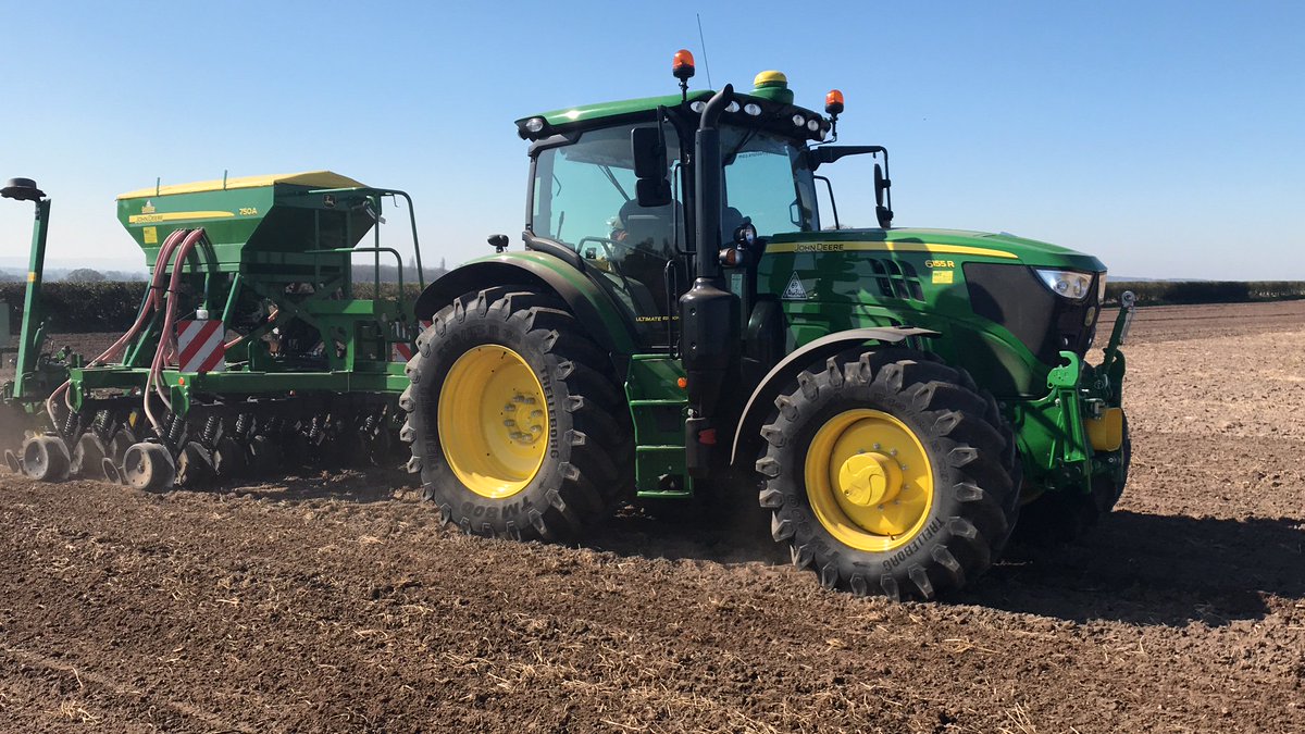 RVTractors's tweet photo. Paul from our #Newport depot out demoing a @JohnDeere 6155R with Command Pro joystick and 750A Direct Drill in the sunshine! #DoMoreGuaranteed https://t.co/M1sGKxs2kJ