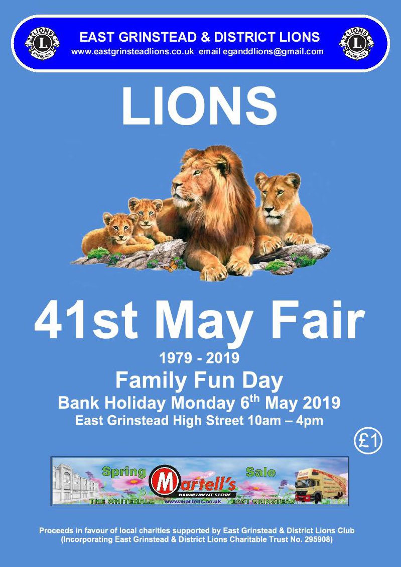 Our next event is the Mayfair on #bankholiday Monday 6th May.
There are a limited number of spaces left for stalls at this annual event. 
Commercial stalls from £40, registered charities from £23.  Get in quick !! #EastGrinstead #familyfun #community #volunteers #fundraising