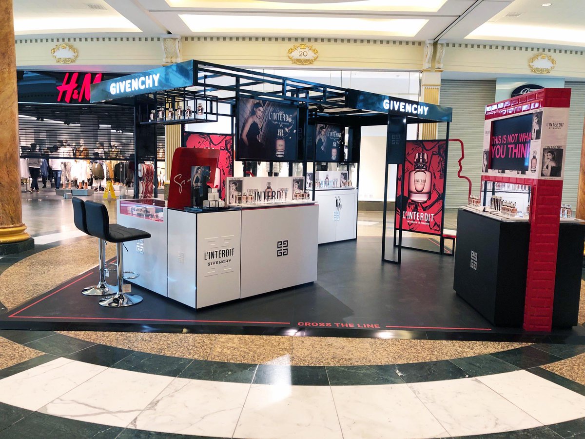 TheAtticRoom's tweet photo. Thrilled with our site installed this morning, promoting Givenchy Fragrances &amp; Beauty L’Interdit Eau de Parfum at Debenhams - the official page Manchester Market Street 💯 #daretheforbidden #thrillandwonder #givenchy #linterdit #debenhams #fragrance #designingretail #creative https://t.co/6wuGrsWdTA