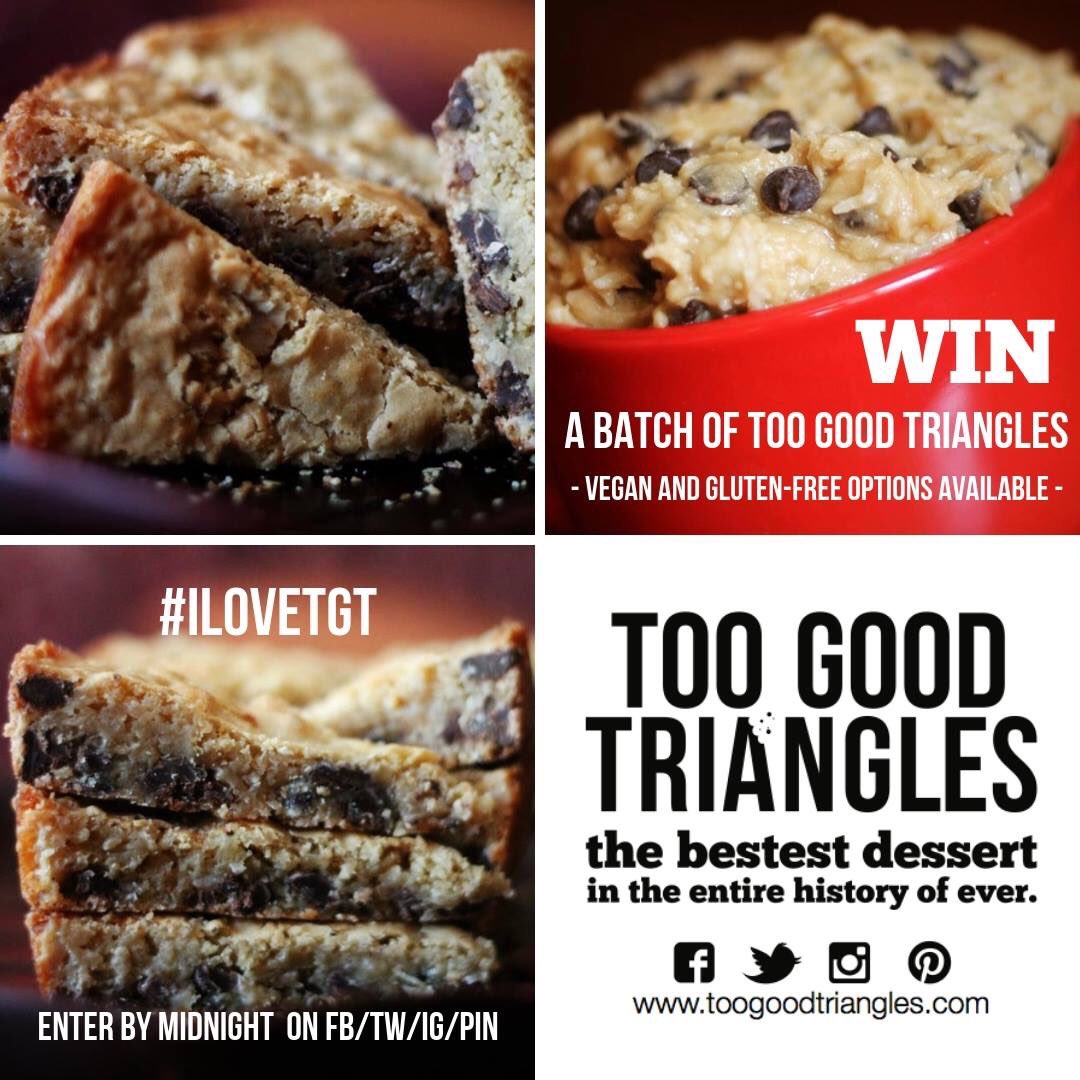 ThePastryPimp's tweet photo. ITβS TGT FREEBIE FRIDAY! π RT & REPLY w #iloveTGT + a comment by midnight to #win #TGT! Enter on FB/IG/PIN, too! Get a BONUS entry here: https://t.co/OFJZesZFLX πͺ Full deets on FB! #TooGoodTriangles https://t.co/dRN6pxyJ0x