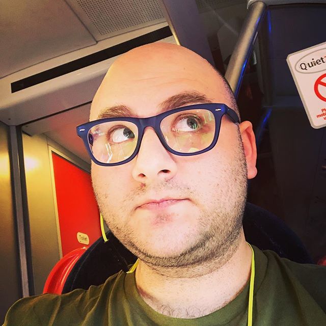 leontrayman's tweet photo. Sssshhhh!!! I’ve got new glasses & can see so much more clearly now! Hooray! But it’s a BIG, SILENT, CHEER because I’m in the quiet carriage en route to Manchester! #VoiceCoachOnATrain #LeonTrainMan #EstillVoice #Glasses #Scruffy #QuietCarriage #VirginTr… https://t.co/pPS7Dt3BZw https://t.co/iHCrWbGUJQ