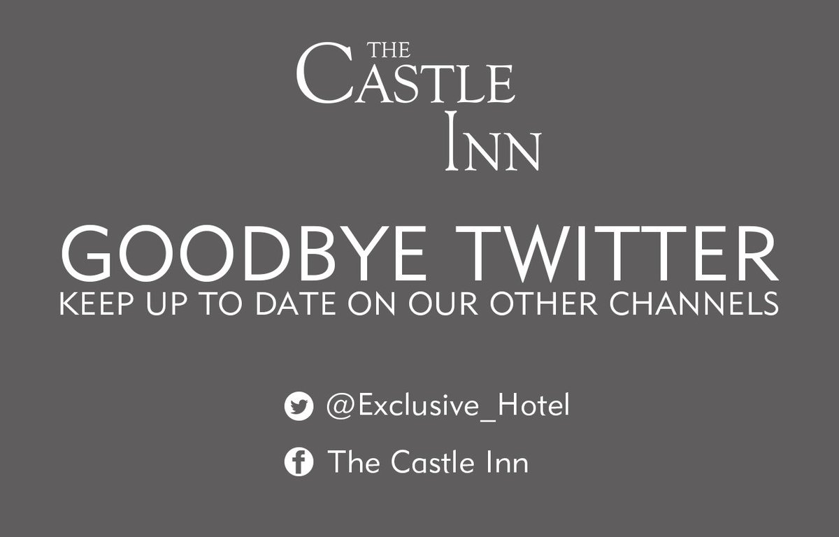 We'll be leaving Twitter on Monday 8th April, but don't worry you can still stay up to date with what's going on at The Castle Inn via our other social channels. #TheCastleInn