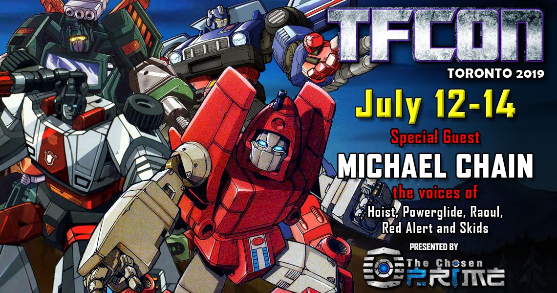 tfconofficial's tweet image. Welcome #MichaelChain to #TFconToronto 2019. #Transformers fans will recognize him as the voices of #Hoist #Powerglide #RedAlert and #Skids in #Generation1 and will be signing all weekend.

Michael Chain is presented by @chosenprime 

Tickets available at tfcon.ca/tickets
