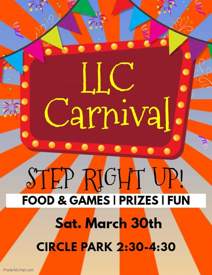 utkllc's tweet photo. Hey Current LLC students!  We hope to see you tomorrow at 2:30 pm at Circle Park for the LLC Carnival.  Stop by for carnival treats, inflatables, and more! https://t.co/S7IZzCWpam
