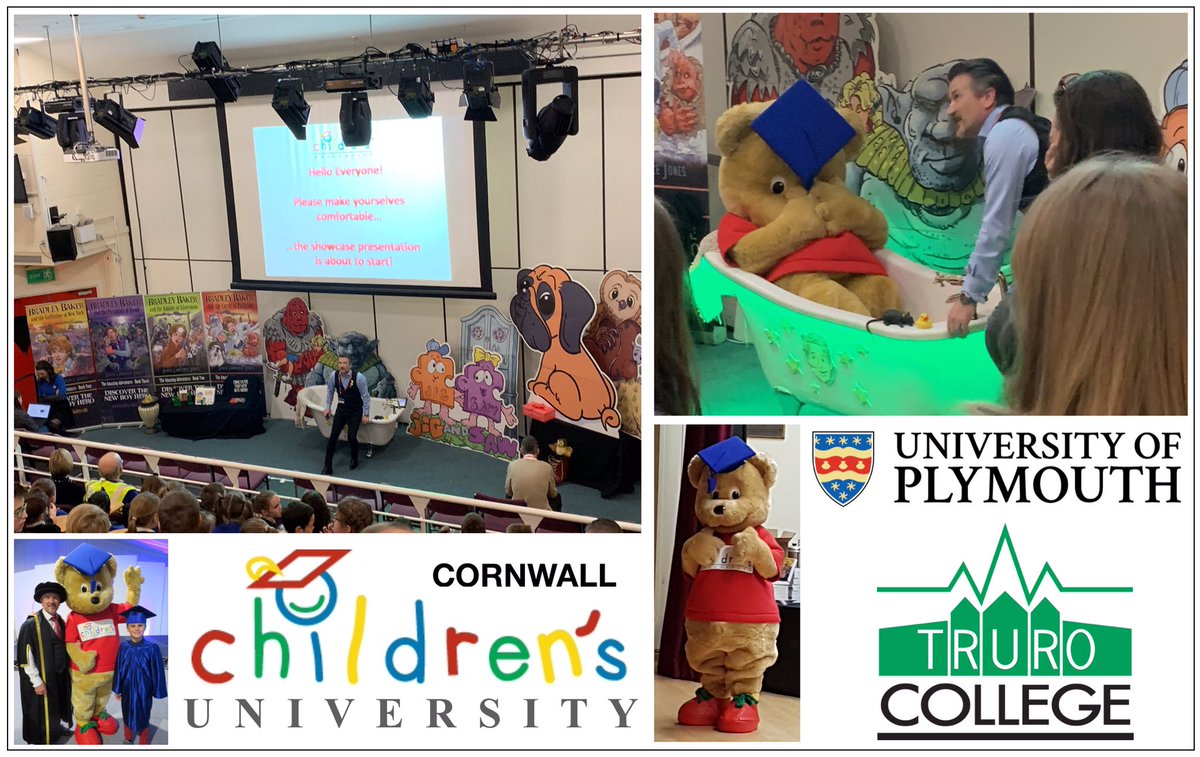 DavLawJones's tweet photo. Another amazing #literacy event supporting the Children’s University as chancellor (and author). A return visit to Truro College to inspire school children from the Cornwall region with CUB the bear! #resilience #commitment #learningfun #journeytolearning #cub #enthuseandinspire https://t.co/s5IMH8H1P6