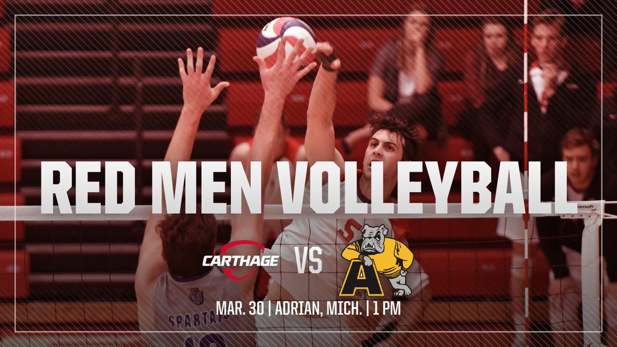 carthagesports's tweet photo. 🏐 RED MEN VOLLEYBALL 🏐

🏐  vs. @AdrianBulldogs
🕖  1 PM (ET)
📍  Adrian, Mich.
📺  https://t.co/o99S93WQw3
📊  https://t.co/5OFvMxI3wj

#RedMenVB #RedStateofMind https://t.co/5rWvcsFhbK