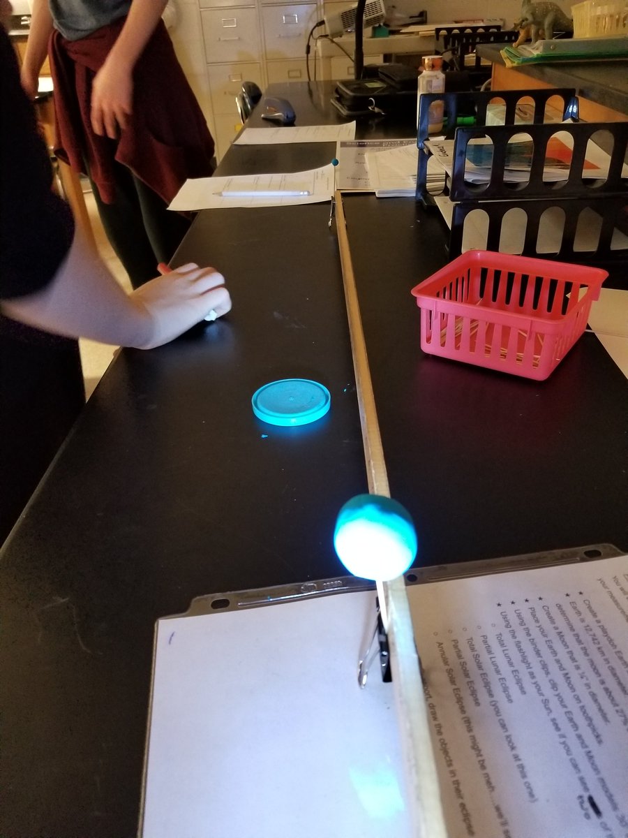 MKaehnyFCPS's tweet photo. 8th graders continue using #playdoh models to visualize eclipses. #TJMSPride #diyeclipse #science @PlayDoh https://t.co/TL6MKlGe2W
