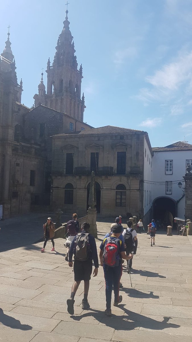 st_trips's tweet photo. Yr9 have made it to #santiago !! Some faces show elation, others just exhausted! Application for our ‘Compostelas’ is in - picking up in a little while. Final night, staying in a former convent. A couple of shots from the day 5/6 https://t.co/rCeV57zC6M