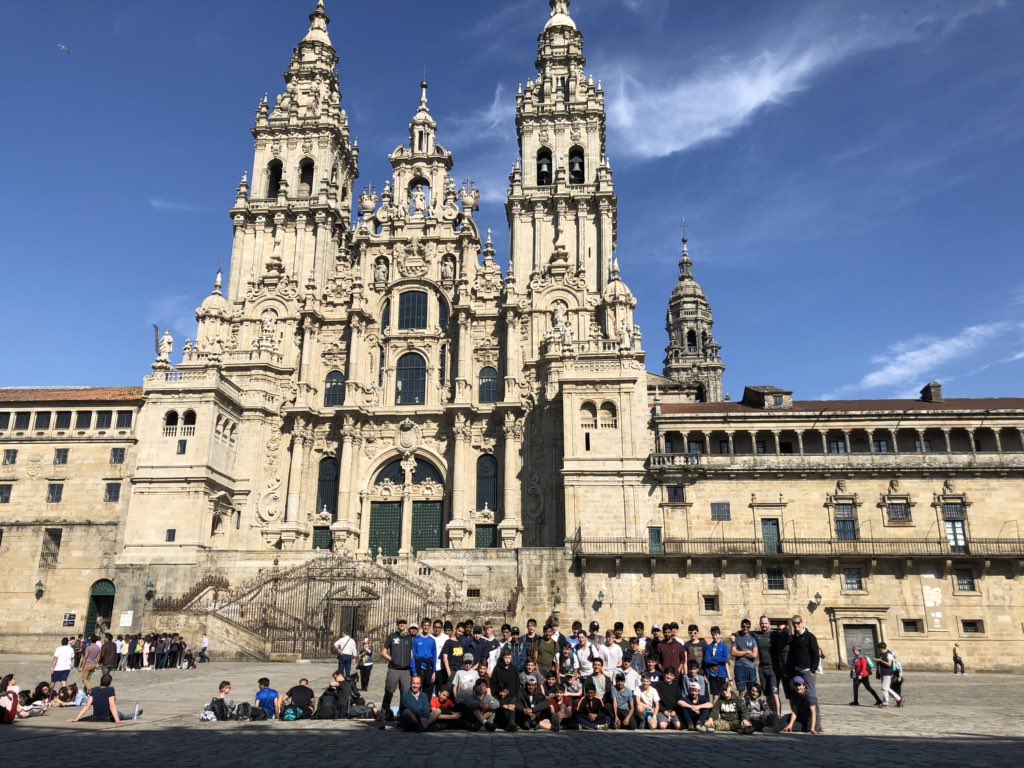 st_trips's tweet photo. Yr9 have made it to #santiago !! Some faces show elation, others just exhausted! Application for our ‘Compostelas’ is in - picking up in a little while. Final night, staying in a former convent. A couple of shots from the day 6/6 https://t.co/7uWLnXYyEC