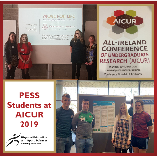 PessLimerick's tweet photo. Well done to PESS Students who took part in @UL ALL-Ireland Conference of Undergraduate Research (AICUR) 2019 #AICUR19 @CTLUL @MoveForLifeIE @EarleyEmer @niallomahony @CatherineBWoods https://t.co/UlfprK1PW6 https://t.co/zeVMo48toL