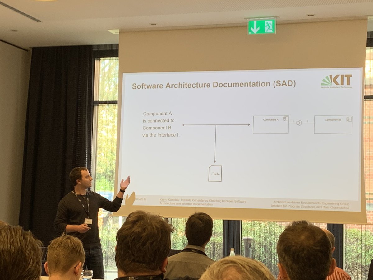 akoziolek's tweet photo. Jan Keim @_Gramy_ on our new idea how to check consistency between software architecture and informal documentation using #NLP, SWA models, static code analysis, and knowledge bases. Preprint at https://t.co/8MZn1gdS71 @ICSAconf #ICSA2019 #softwarearchitecture https://t.co/QTARlhfwj3