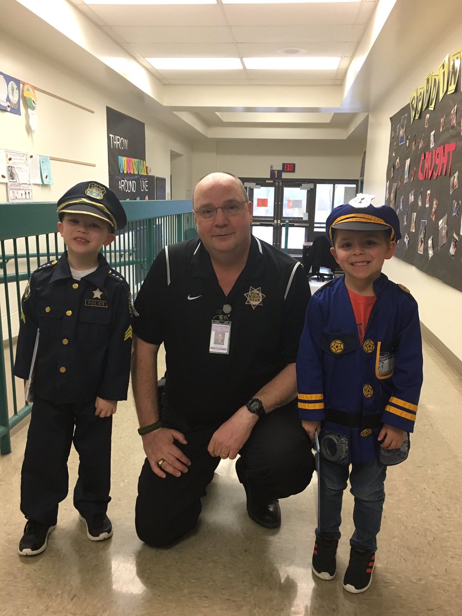 Career Day at Center!  We have some future police officers to help Officer Locke!  #plumproud!