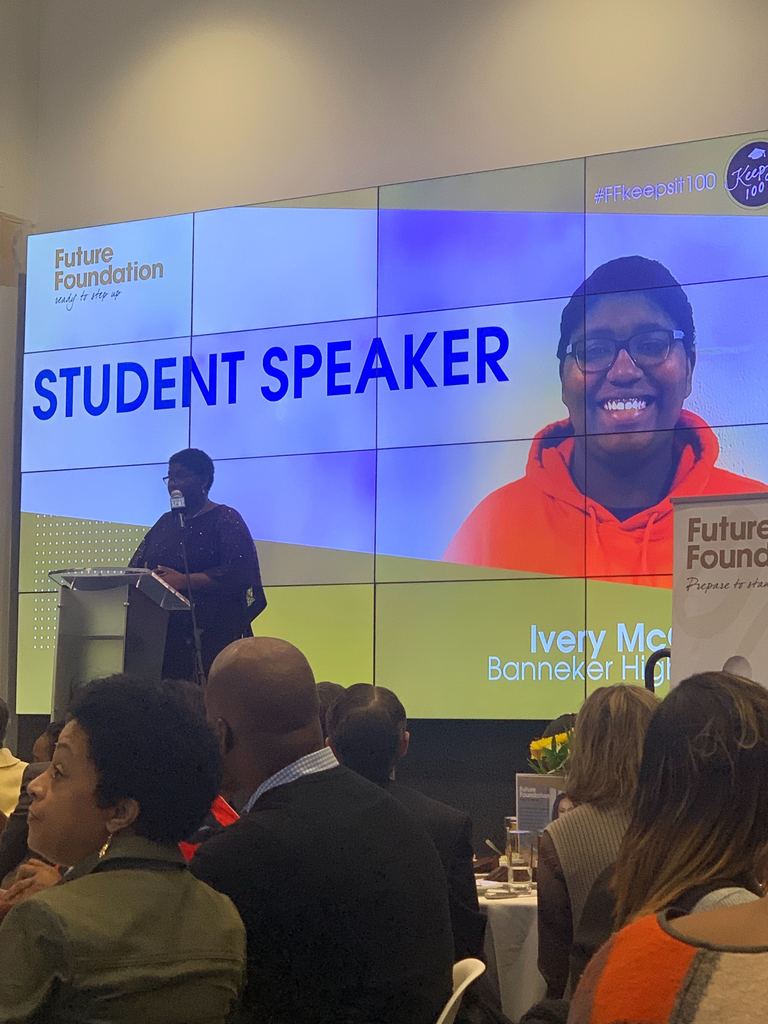 FutureFndation's tweet photo. Day 5 of #AllThingsKeepIt100
Ivery made us all so proud when she spoke at our 4th annual Keep It 100% Luncheon last week!
#FutureFridays #SecondFamily #FFKeepsIt100 #FavoriteMemory #ReadyToStepUp https://t.co/jWmtY1cGQG