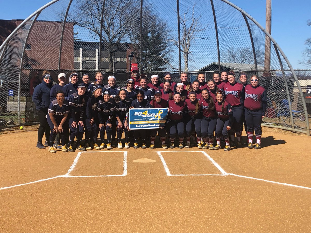 FDUDevils's tweet photo. On Tuesday, @FDUDevilsSB and @CentCyclones_NJ wore gold laces in the fight against Pediatric Cancer in support of the Go4TheGoal Foundation. #DevilsGivingBack #HeatsRising https://t.co/Sytqe2V3aW