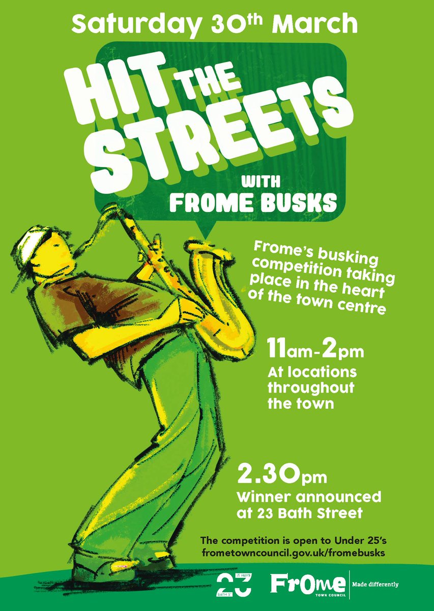 Showsmithsltd's tweet photo. Be sure to get on down to #FromeBusks today from 11am. It's a glorious day to encounter a bit of live music on the streets of #Frome! Winner announced at 2:30pm @23BathSt and will play in support of @ottewellben next week. https://t.co/NFrqh0uQxV https://t.co/aOQuO3B2mD