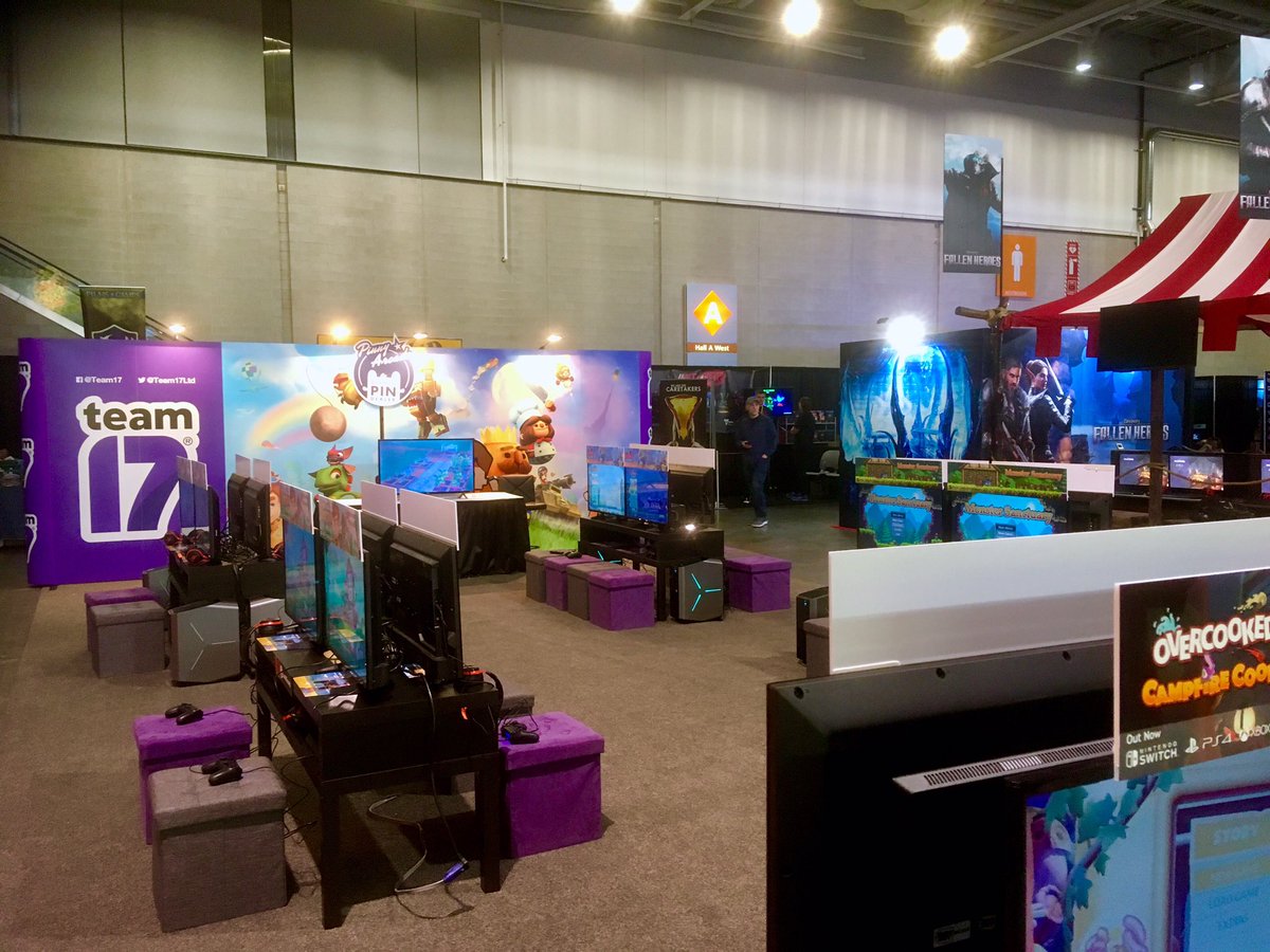 Team17's tweet photo. We’re all set for day two of #PaxEast2019.

Come and say hi, check out some of our games and pick up a @pinny_arcade #Overcooked2 #pinquest before they’re all gone! https://t.co/6bPTM8kH3A
