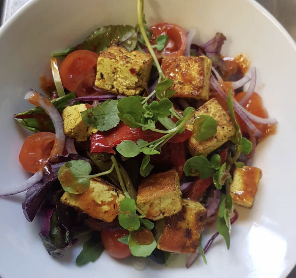 Marinated tofu, herb quinoa &amp; watercress salad. #lunchtime #Vegan #Dorchester #Dorset