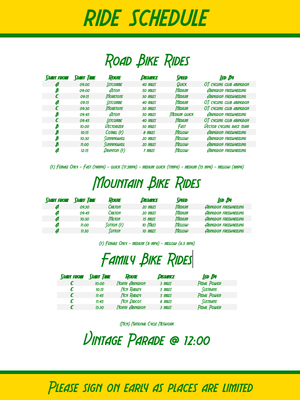 AbingdonCycFest's tweet photo. The ride schedule for this year's festival is here... https://t.co/5FDsStjLU5 https://t.co/4jnl38ju49