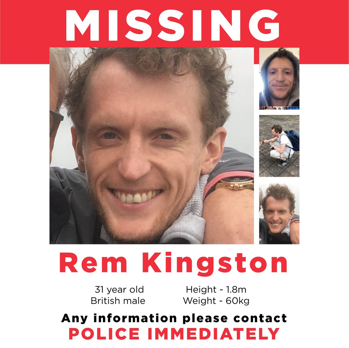 darylbleach's tweet photo. PLEASE RT, ESPECIALLY IF YOU HAVE CONNECTIONS OR LIKELY FRIENDS OF FRIENDS IN MAJORCA, IBIZA OR MAIN LAND SPAIN

REM KINGSTON, is missing. He disappeared whilst travelling to Palma, Majorca. CONTACT 112 (Spanish) or 999 (UK) IMMEDIATELY with any INFORMATION OF POSSIBLE SIGHTINGS. https://t.co/fCgTQqfzDK